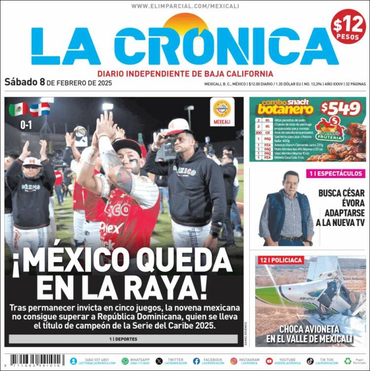 Portada de La Crónica de Baja California (México)