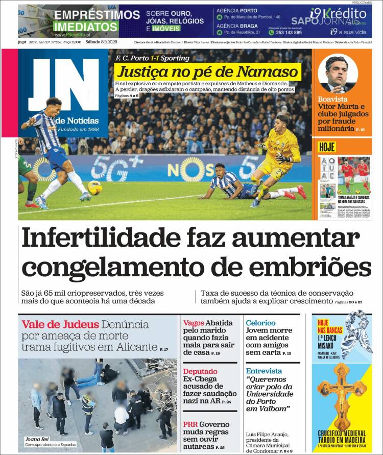 Portada de Diário de Noticias (Portugal)