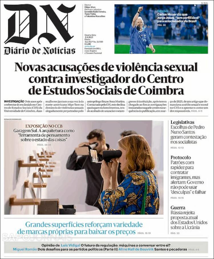 Portada de Diário de Noticias (Portugal)