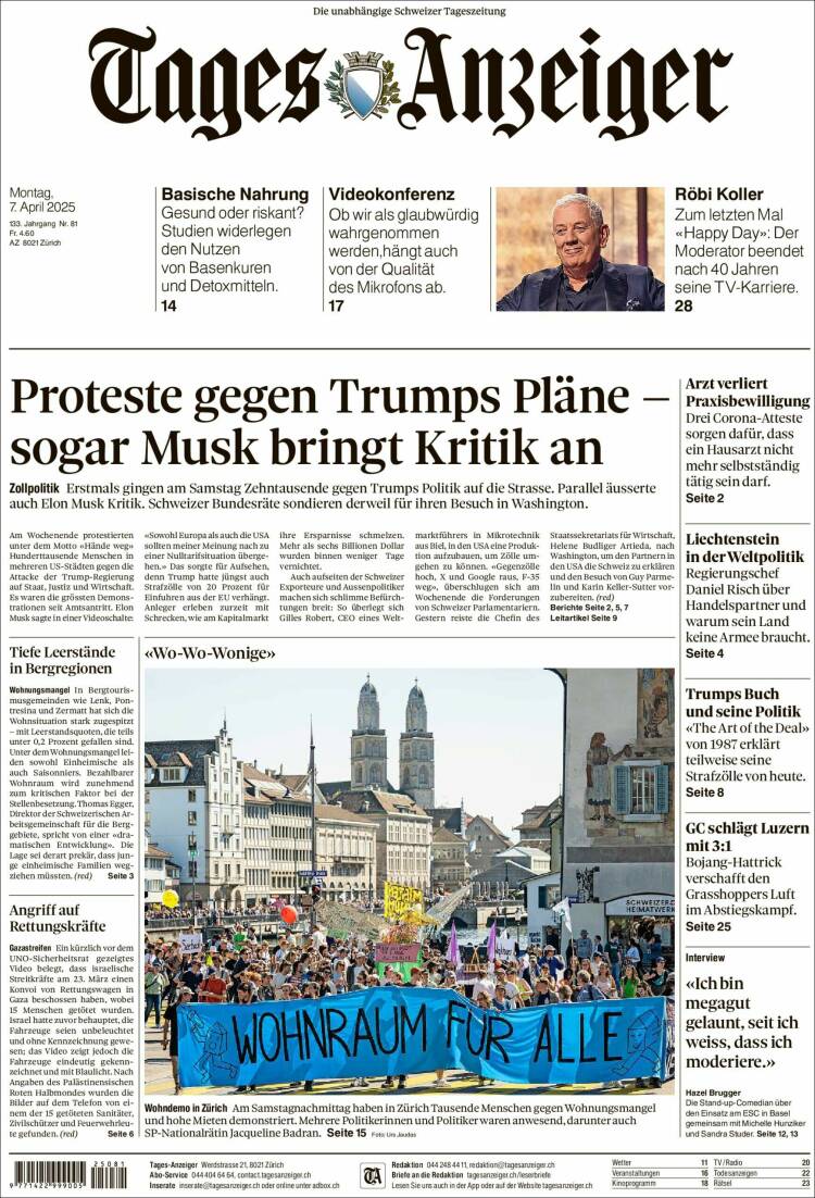 Portada de Tages-Anzeiger (Switzerland)