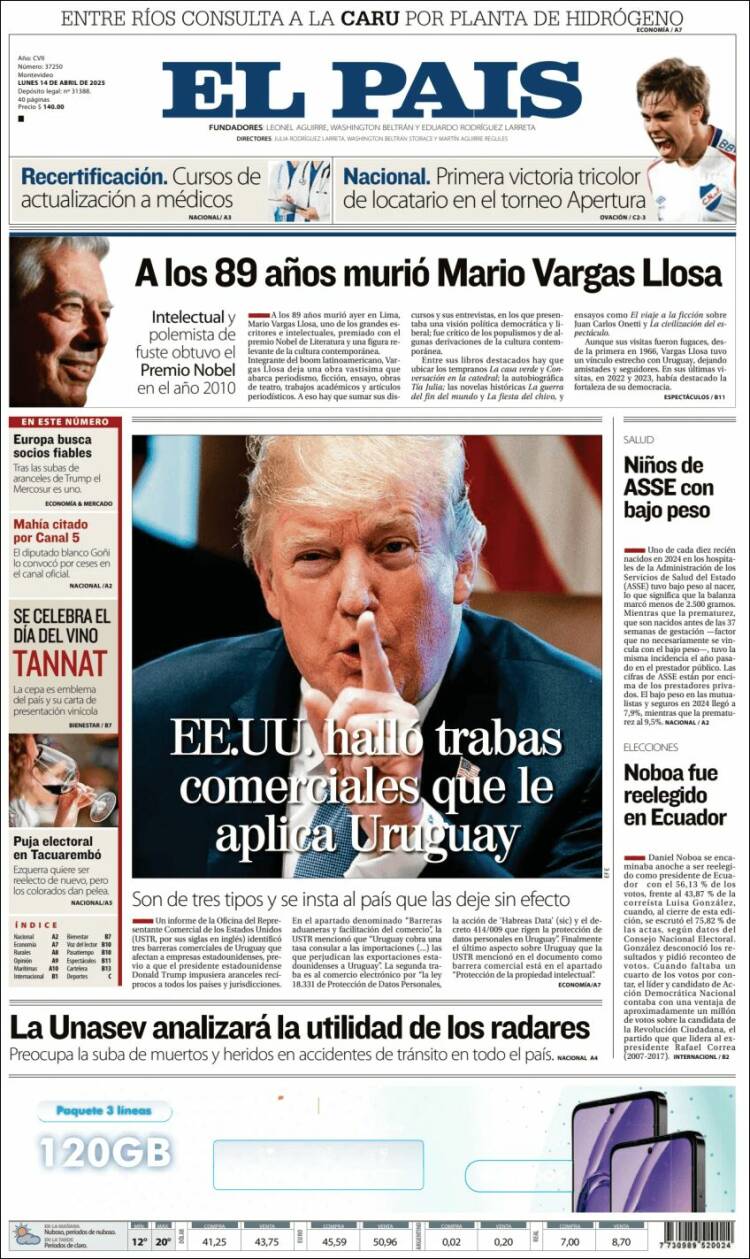 Portada de El País (Uruguay)