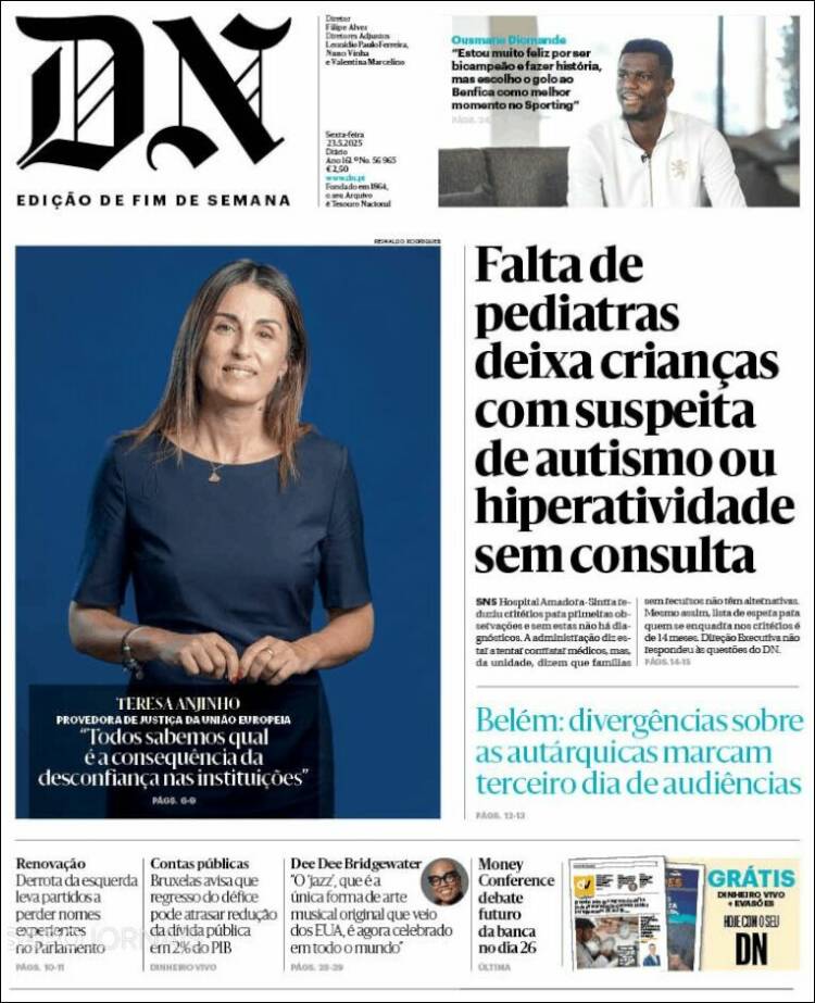 Portada de Diário de Noticias (Portugal)