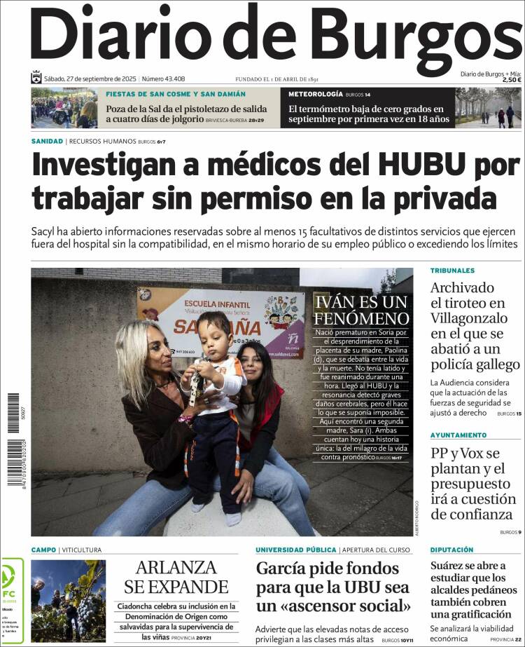 Portada de Diario de Burgos (España)