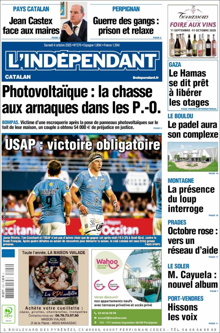 Portada de Le Indépendant (Francia)