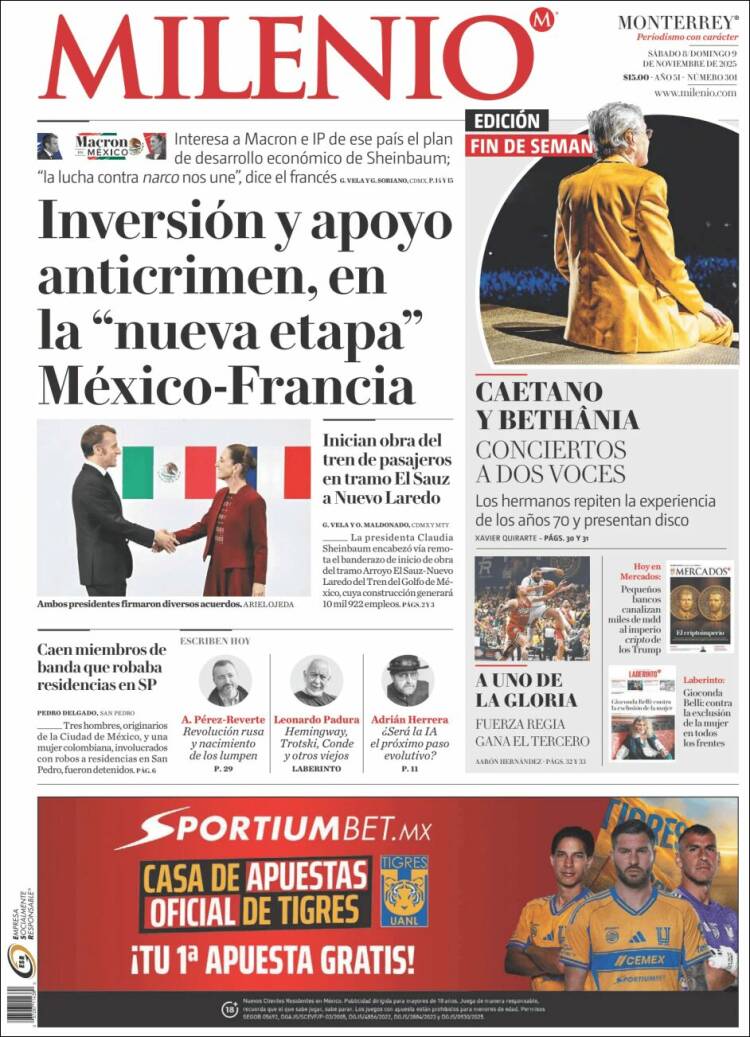 Portada de Milenio de Monterrey (México)