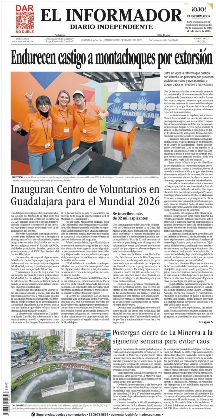 Portada de El Informador (México)