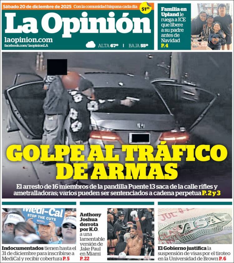 Portada de La Opinión (USA)