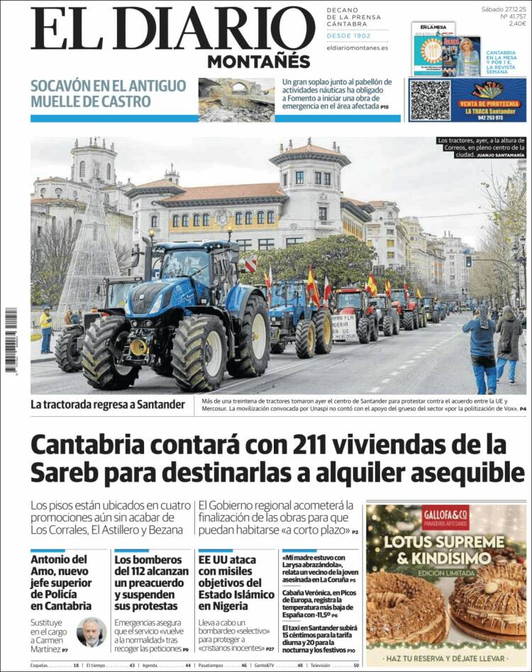 Portada de El Diario Montañés (España)