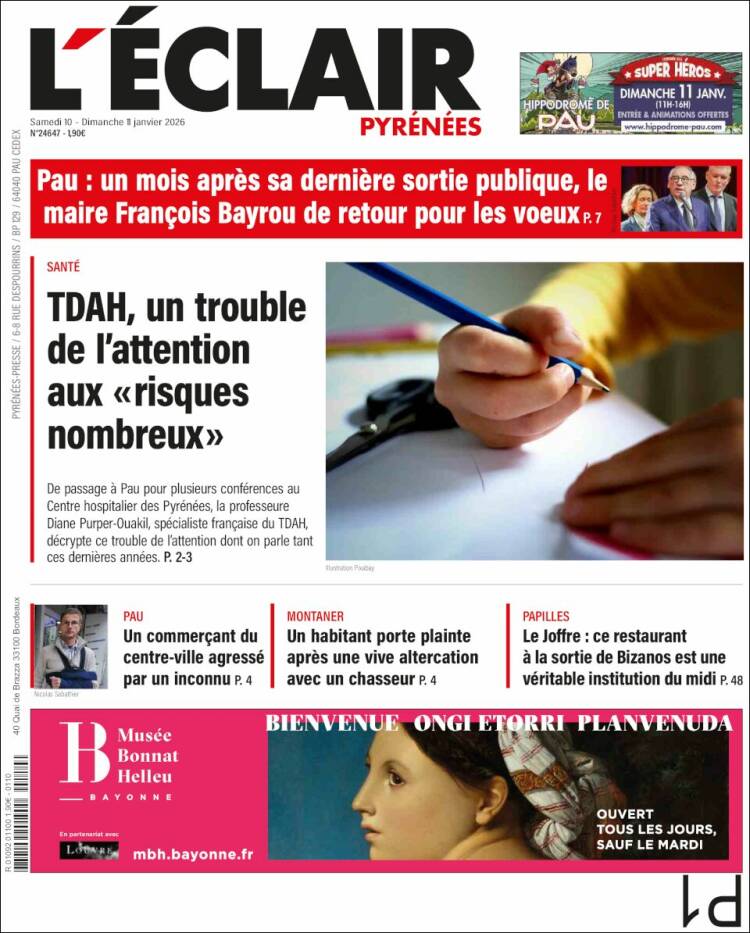 Portada de L'Eclair des Pyrénées (France)