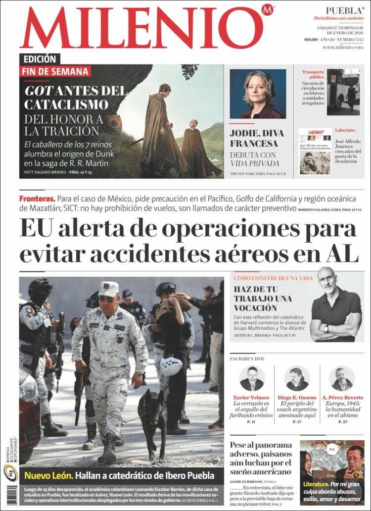Portada de Milenio de Puebla (México)