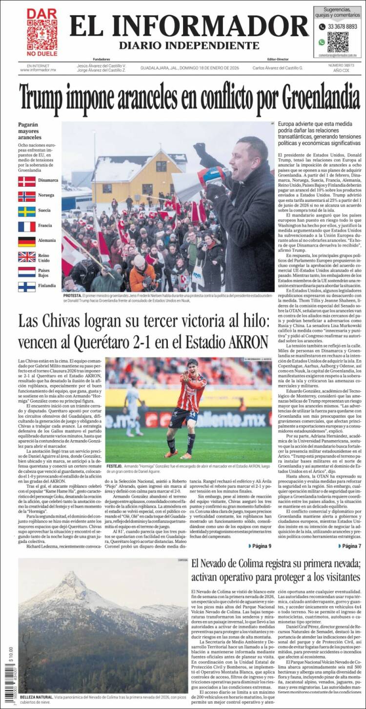 Portada de El Informador (México)