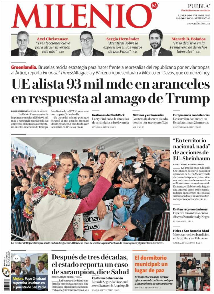 Portada de Milenio de Puebla (México)
