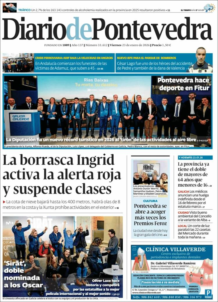 Portada de Diario de Pontevedra (España)