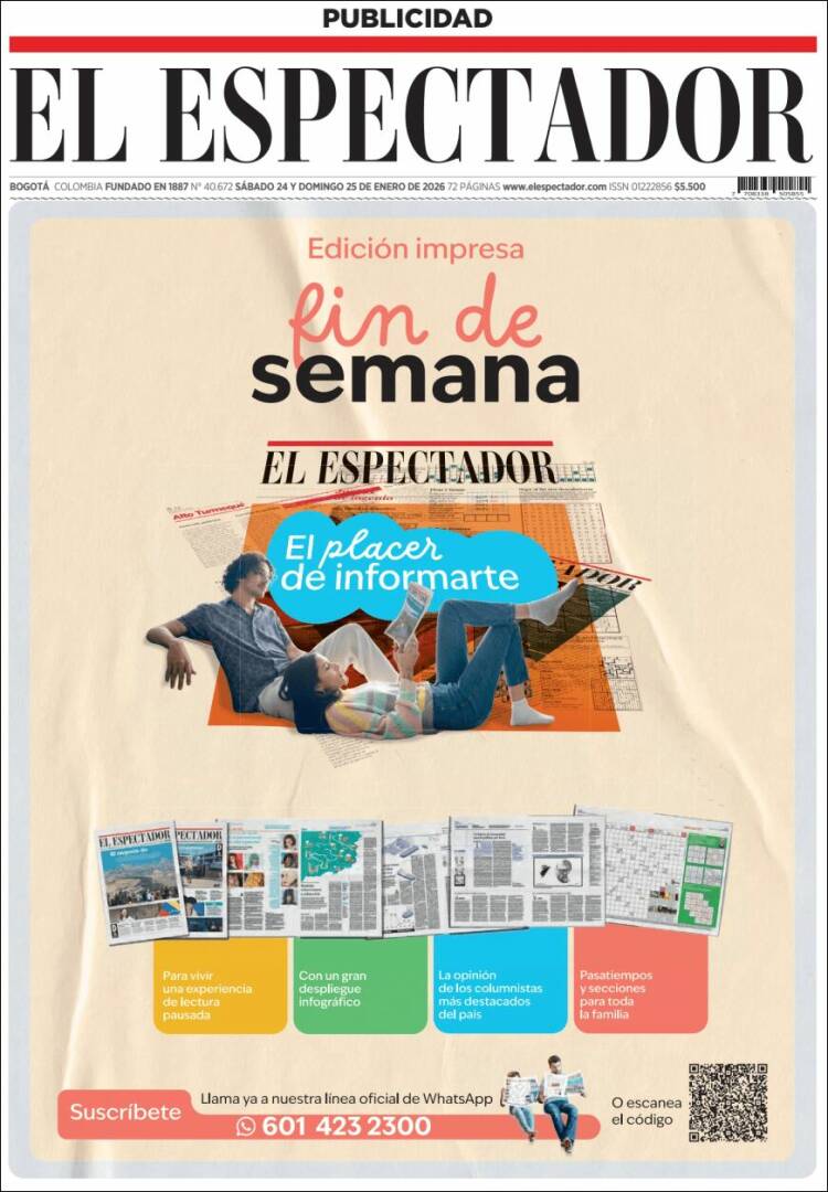 Portada de El Espectador (Colombia)