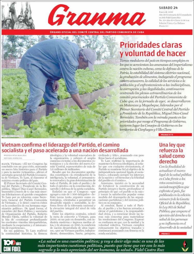 Portada de Granma (Cuba)