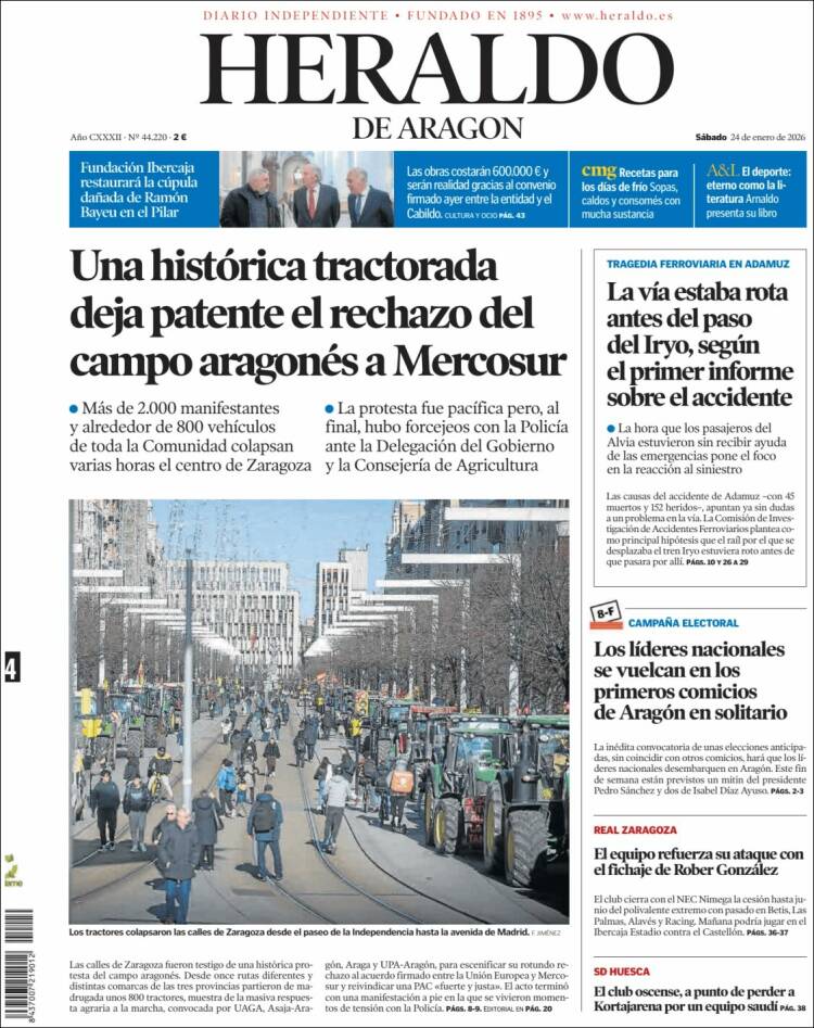 Portada de Heraldo de Aragón (España)