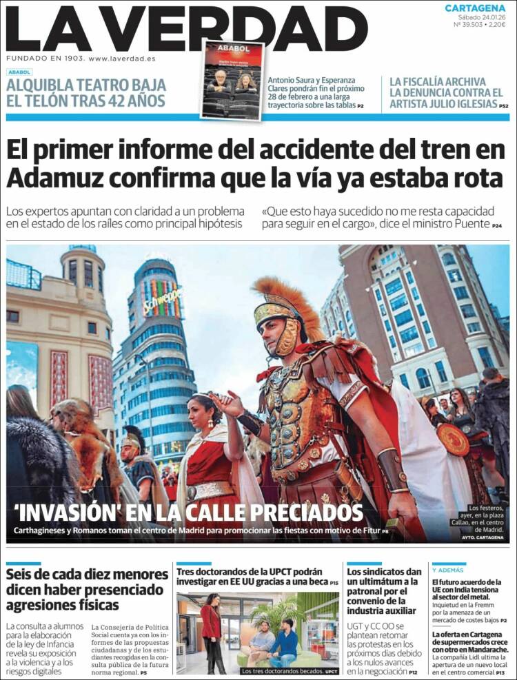 Portada de La Verdad de Cartagena (España)