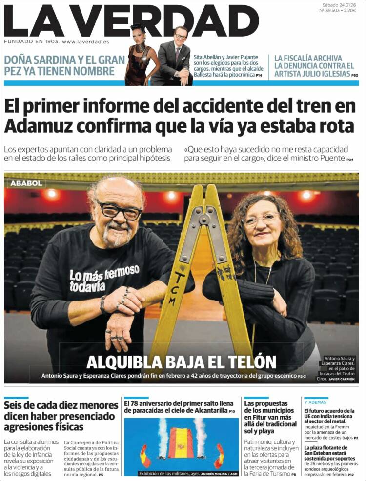 Portada de La Verdad de Murcia (España)