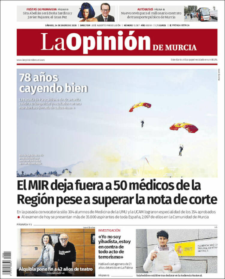 Portada de La Opinión de Murcia (España)