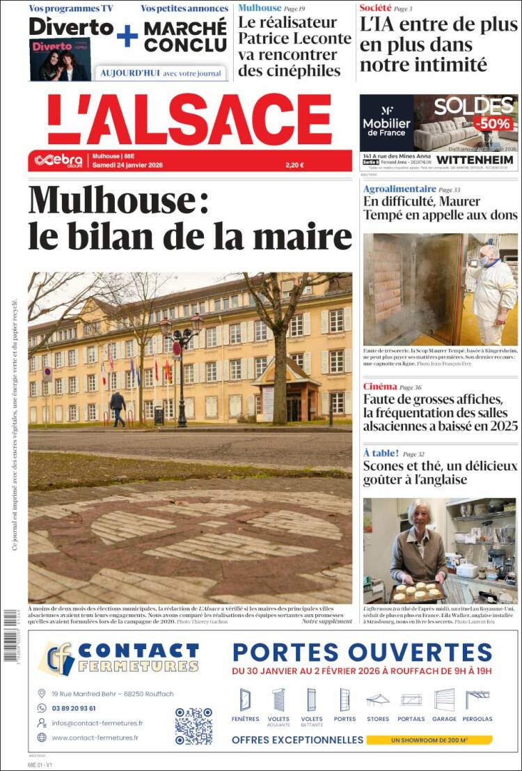 Portada de Journal L'Alsace (Francia)