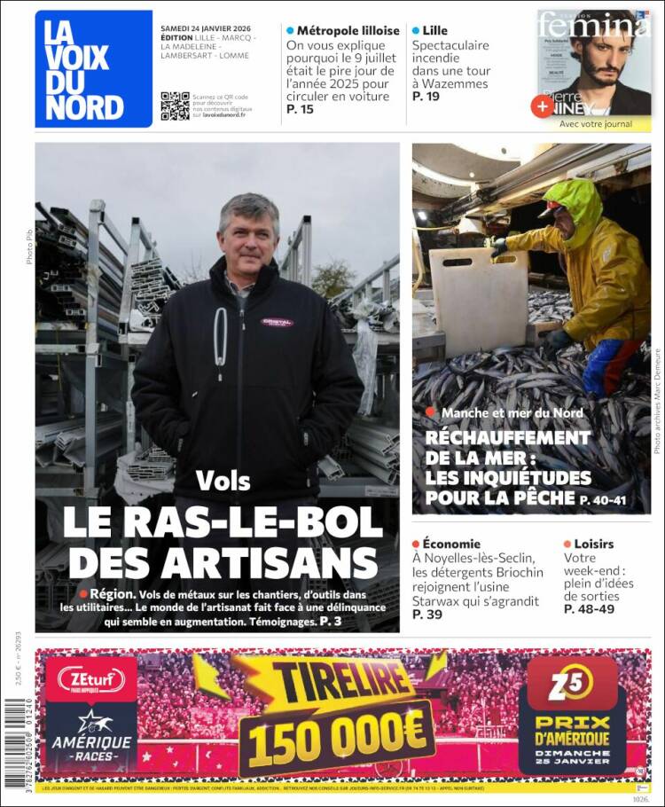 Portada de La Voix du Nord (Francia)
