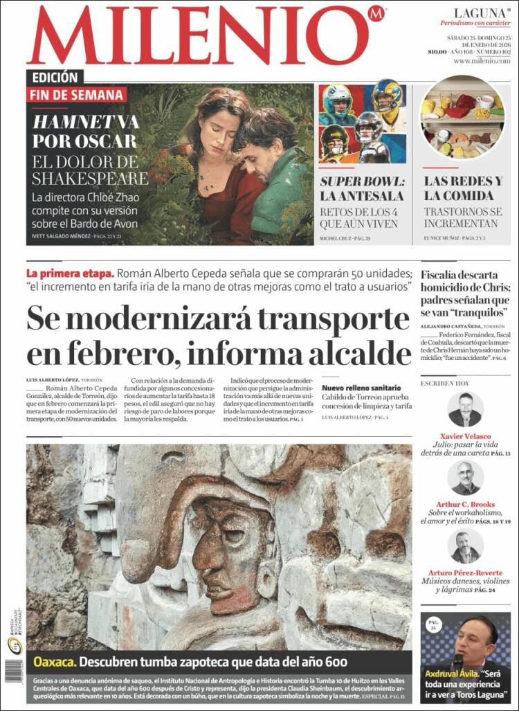 Portada de Milenio - Laguna (Mexico)