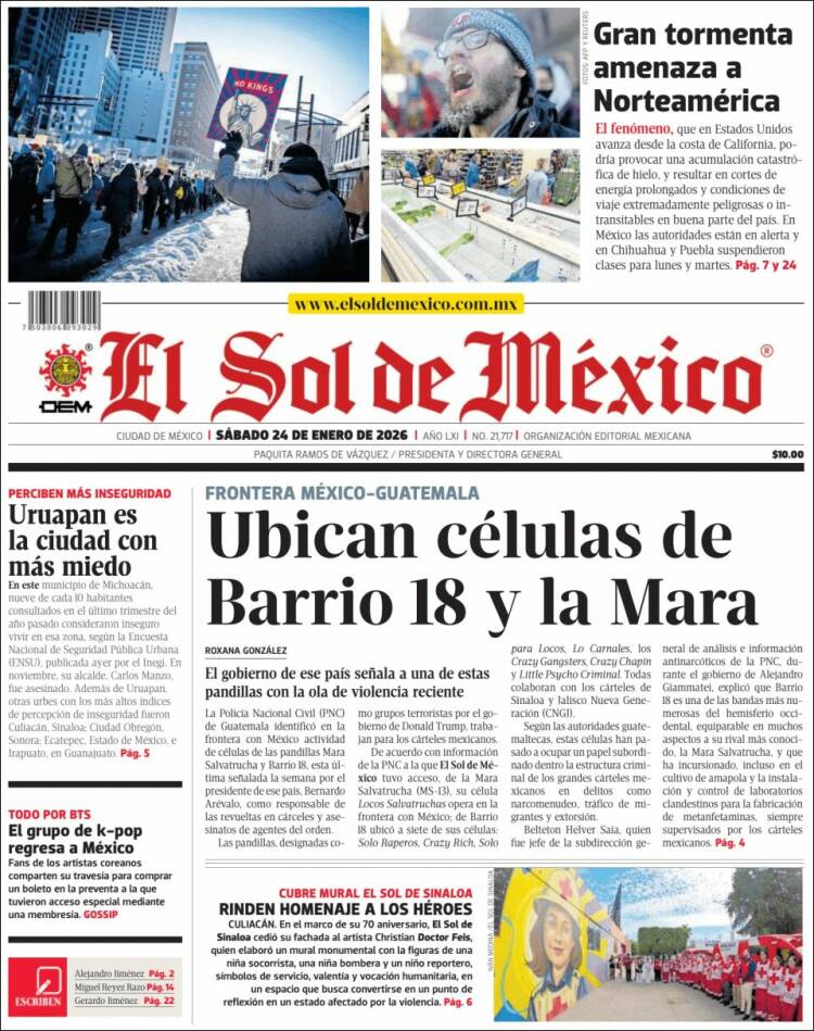 Portada de El Sol de México (México)