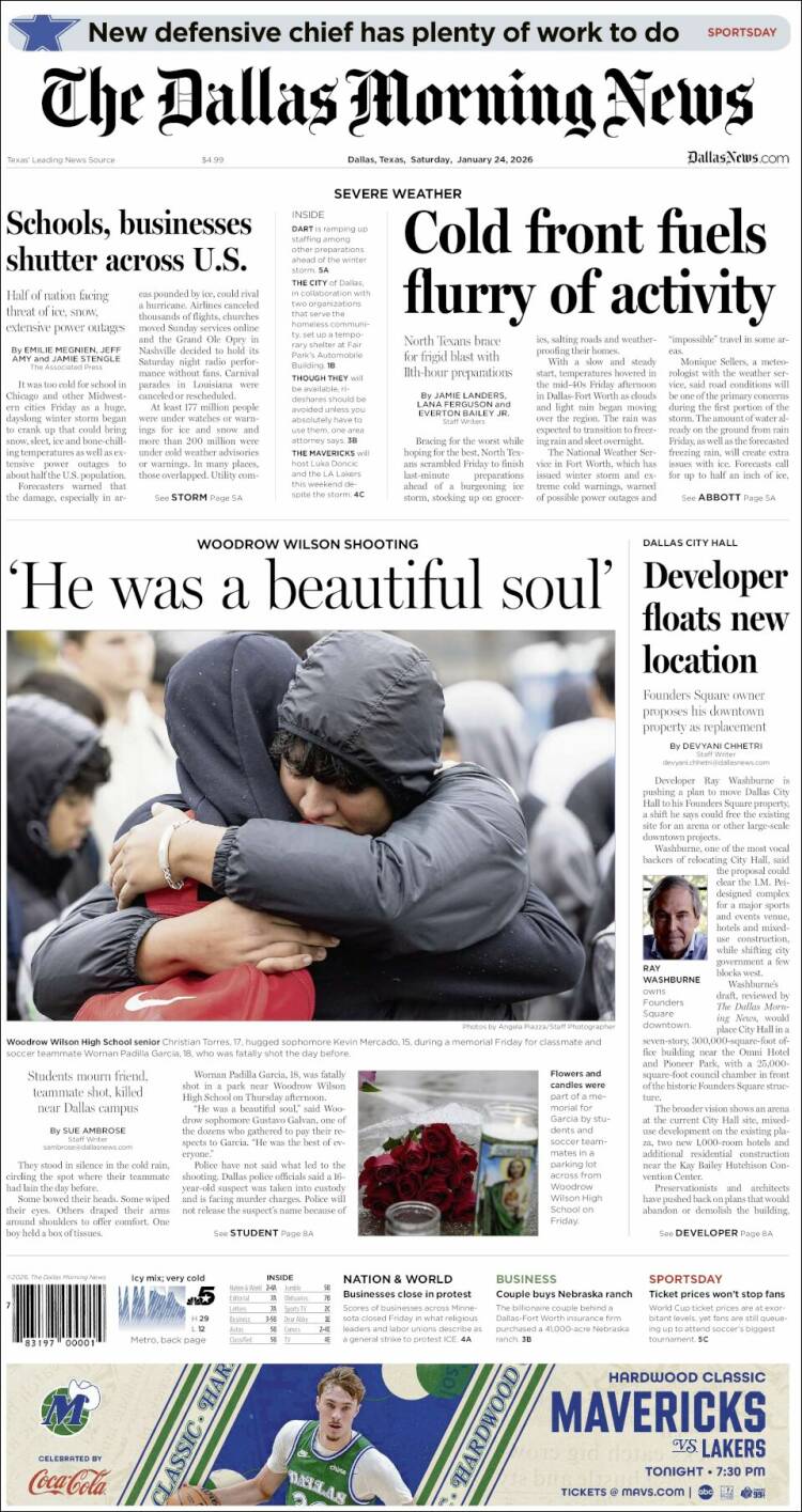 Portada de Dallas Morning News (USA)