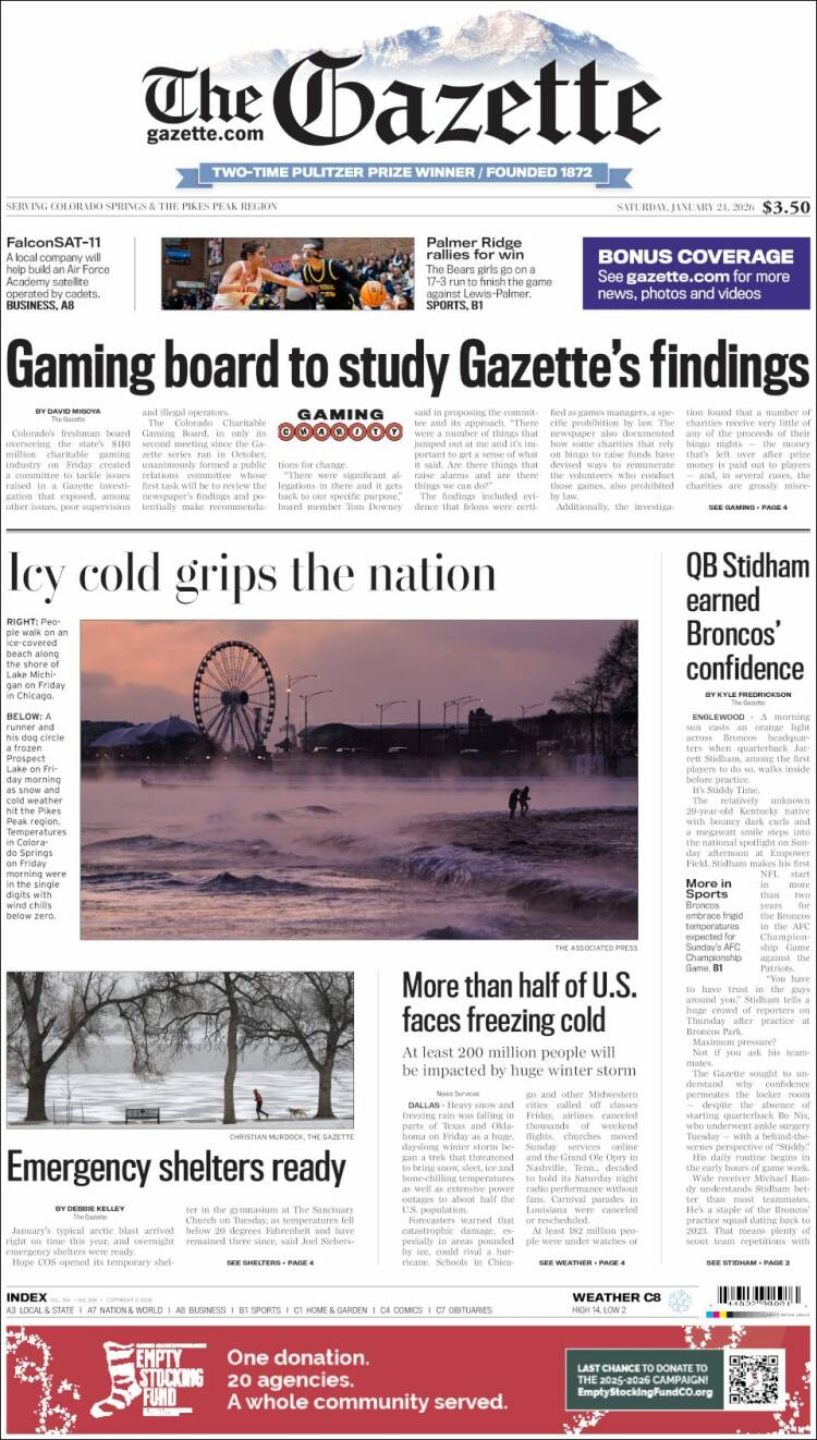 Portada de The Gazette (USA)