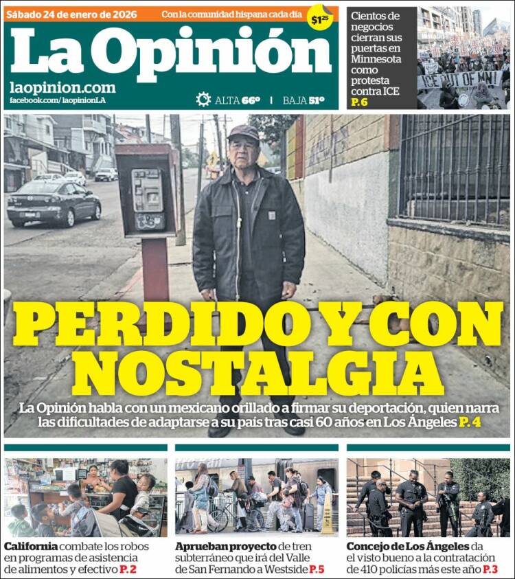 Portada de La Opinión (USA)