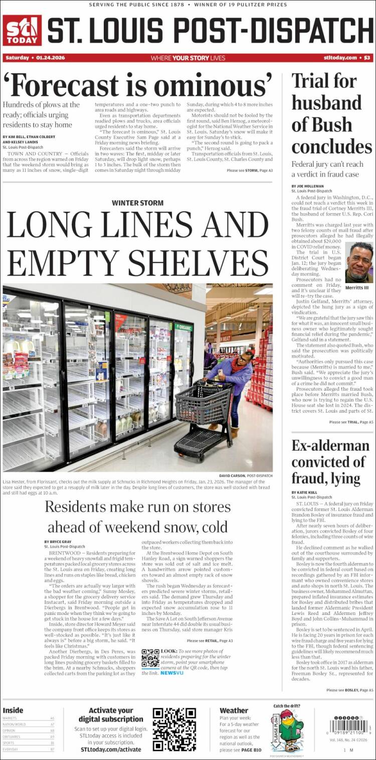 Portada de St. Louis Post-Dispatch (USA)