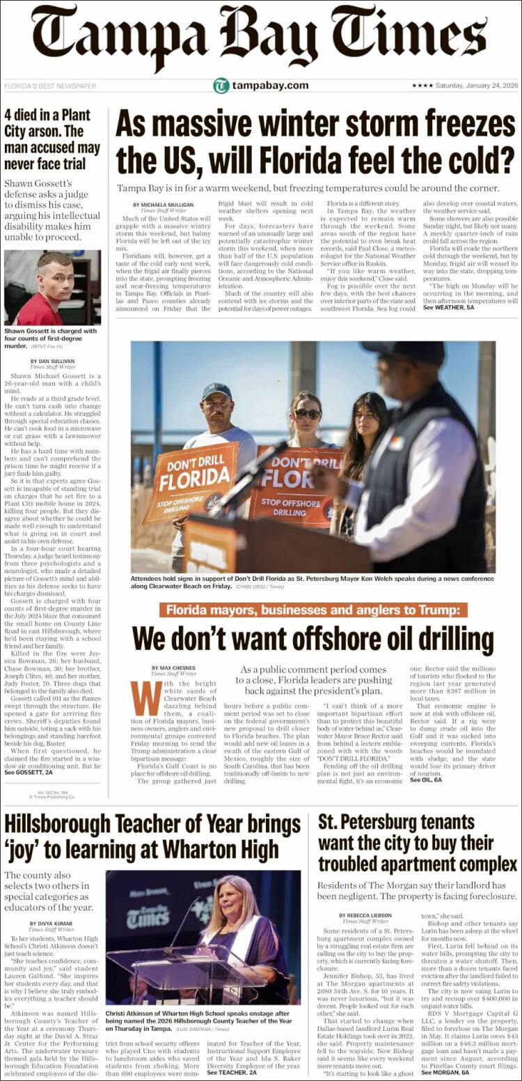 Portada de Tampa Bay Times (USA)