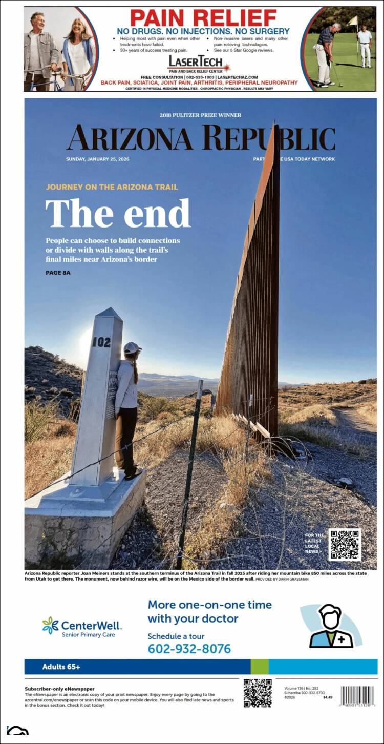 Portada de Arizona Republic News (USA)