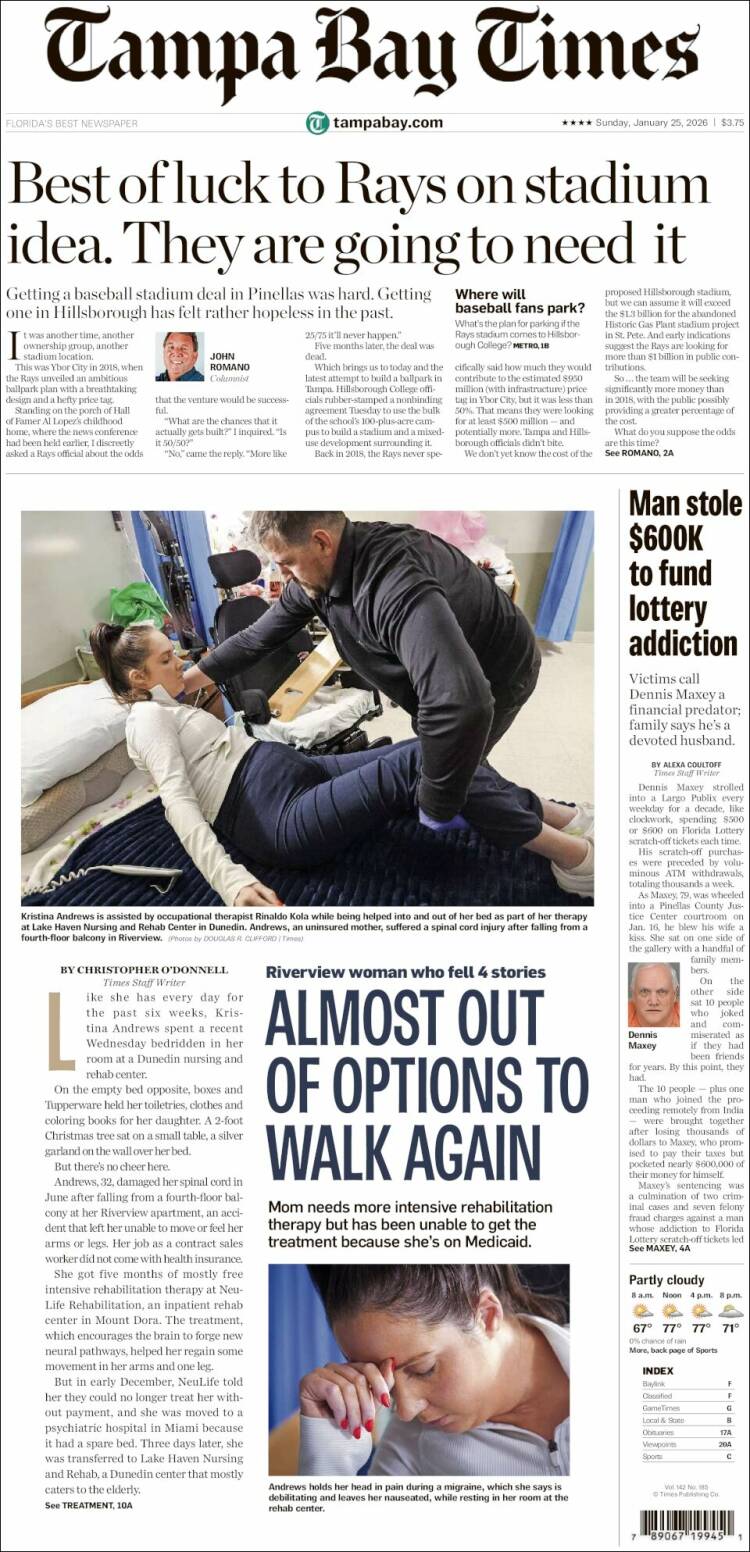 Portada de Tampa Bay Times (USA)