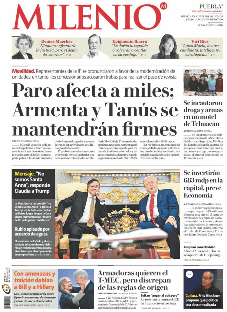 Portada de Milenio de Puebla (México)