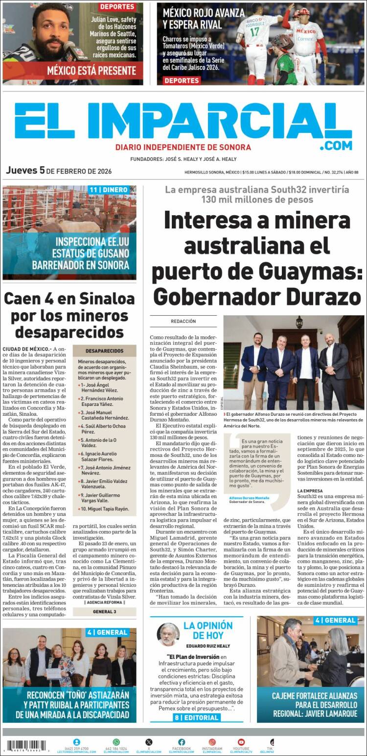 Portada de El Imparcial (México)