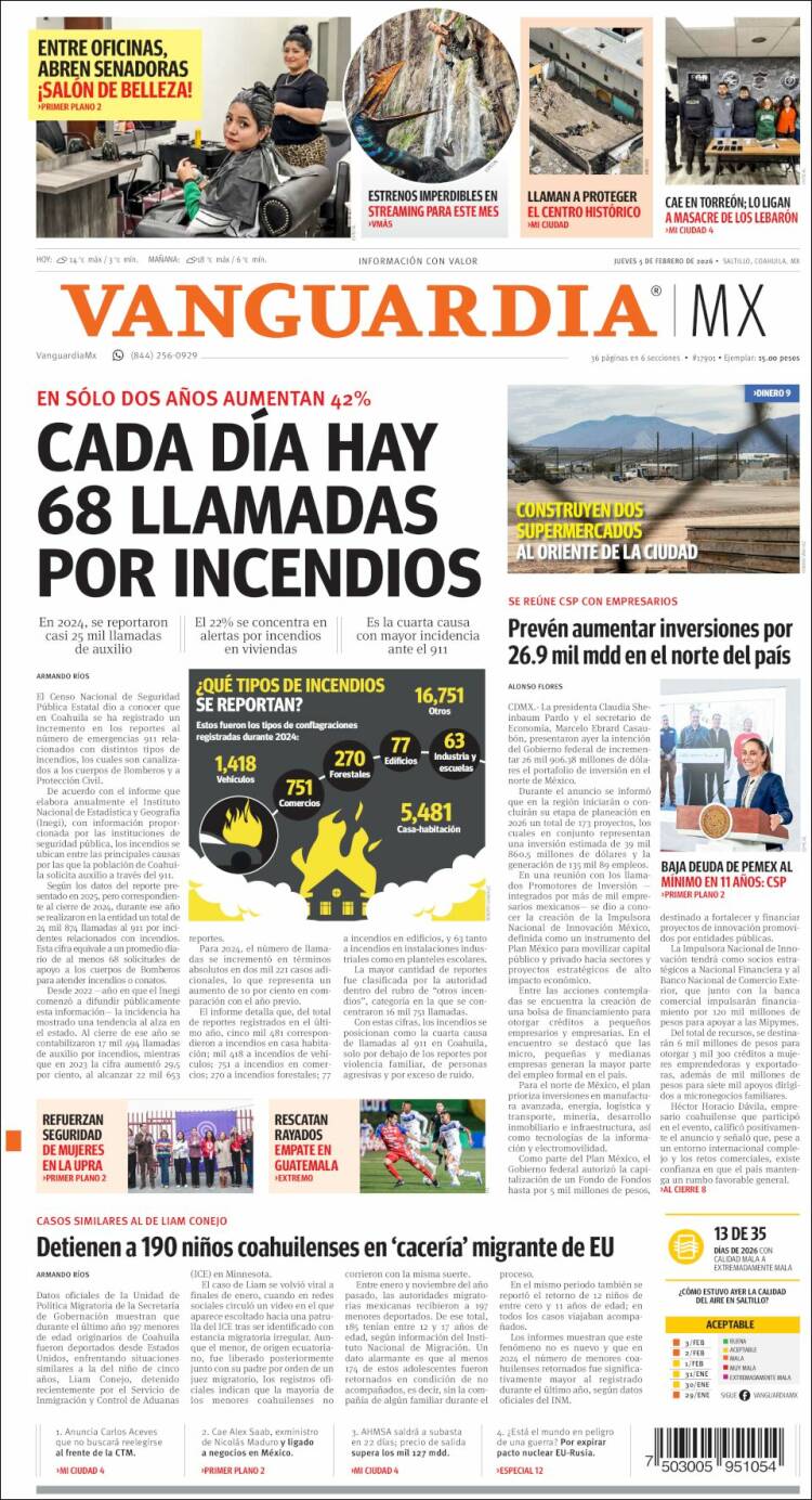 Portada de Vanguardia (México)