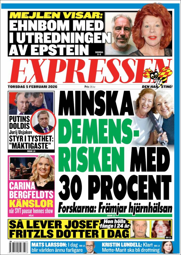 Portada de Expressen (Suecia)