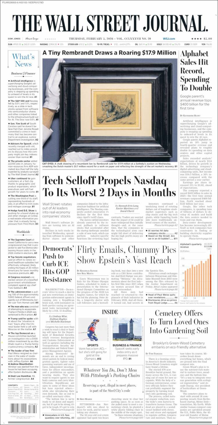 Portada de Wall Street Journal (USA)