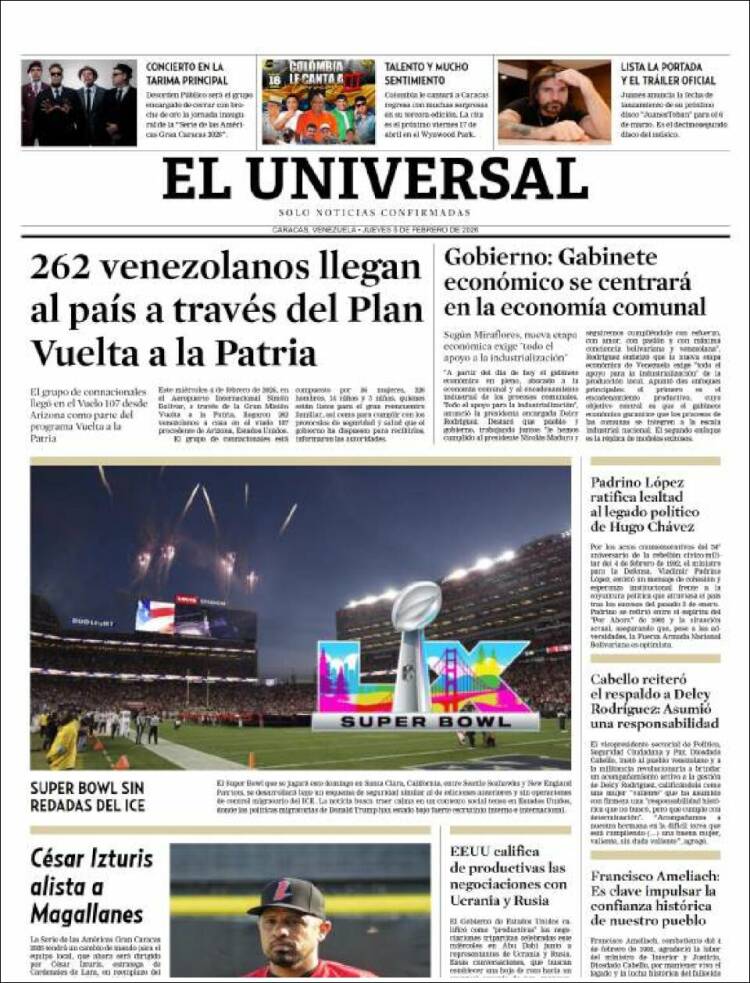 Portada de Universal (Venezuela)