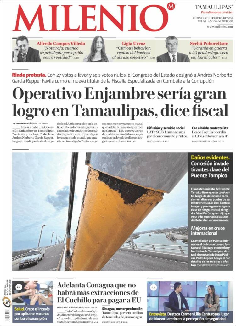 Portada de Milenio - Tamaulipas (México)