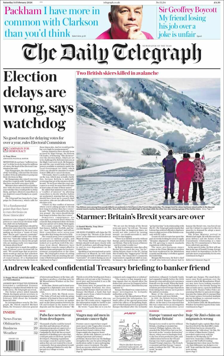 Portada de Daily Telegraph (United Kingdom)