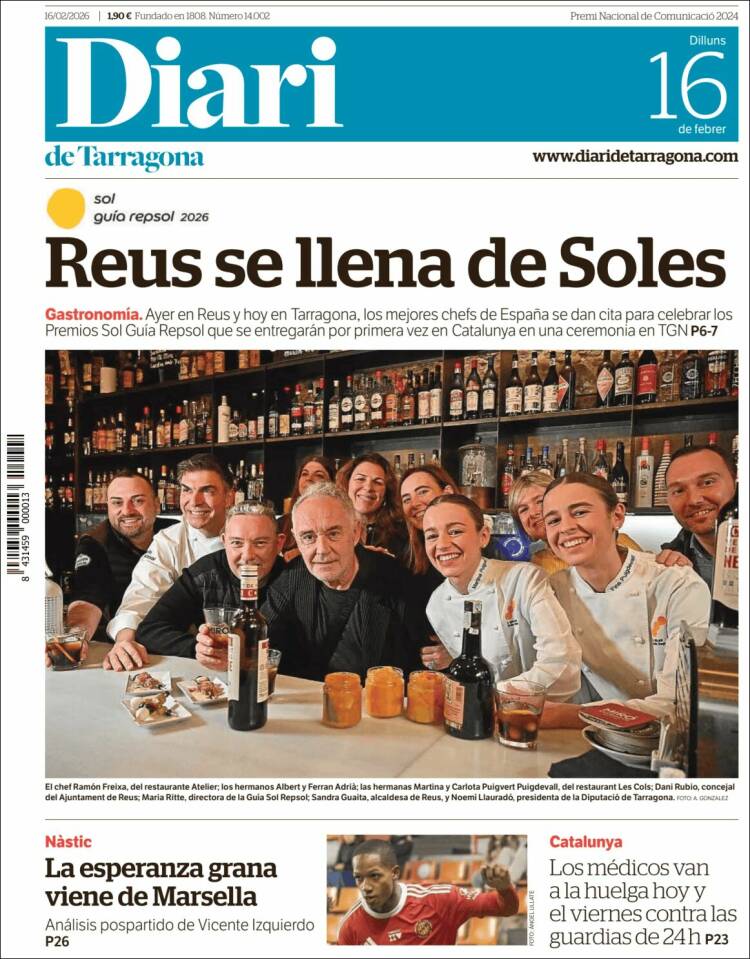 Portada de Diari de Tarragona (España)