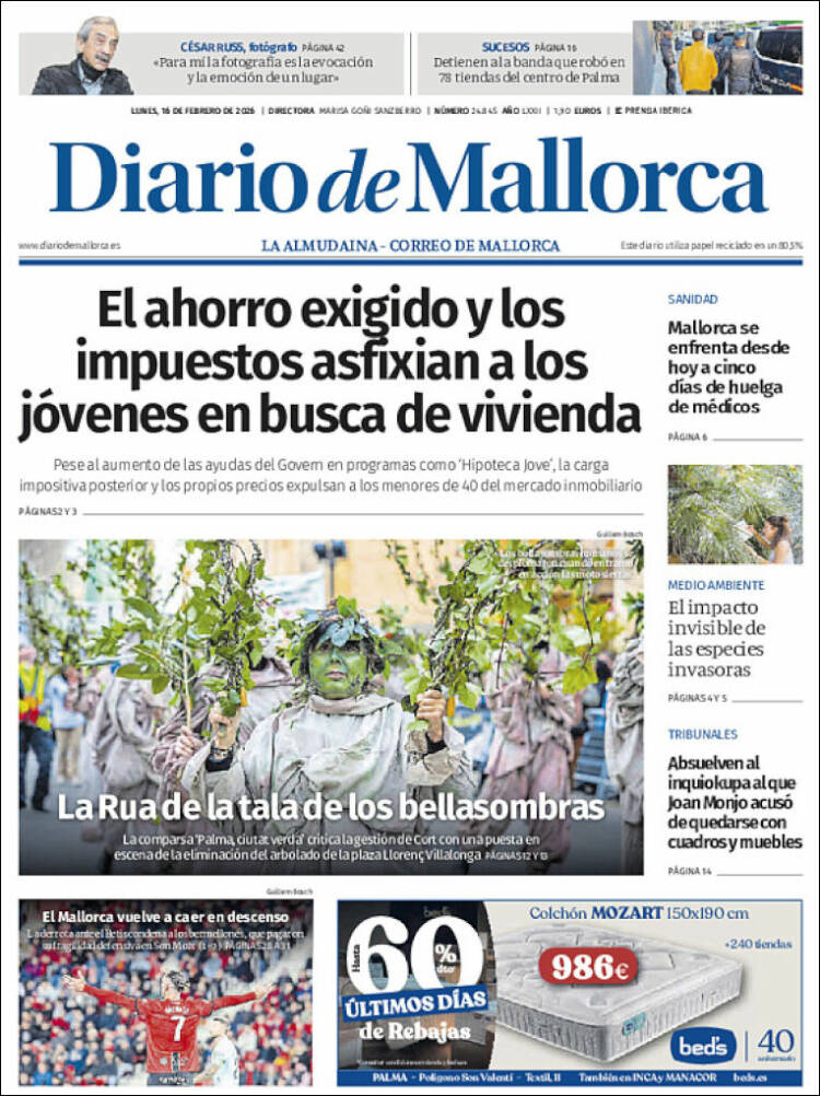 Portada de Diario de Mallorca (España)