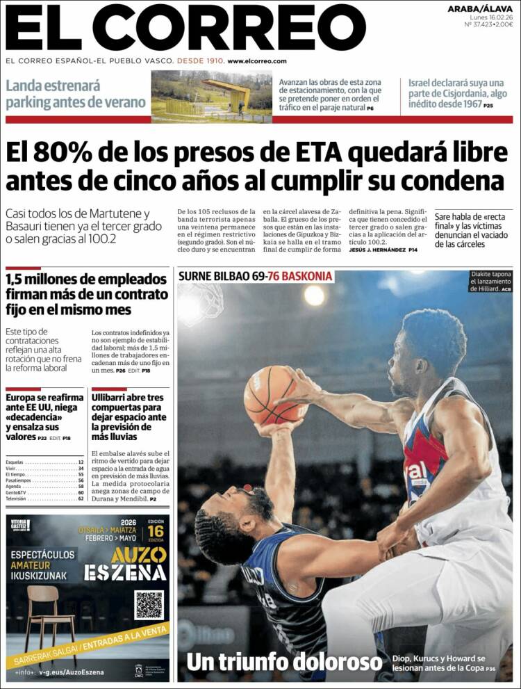 Portada de El Correo - Álava (España)