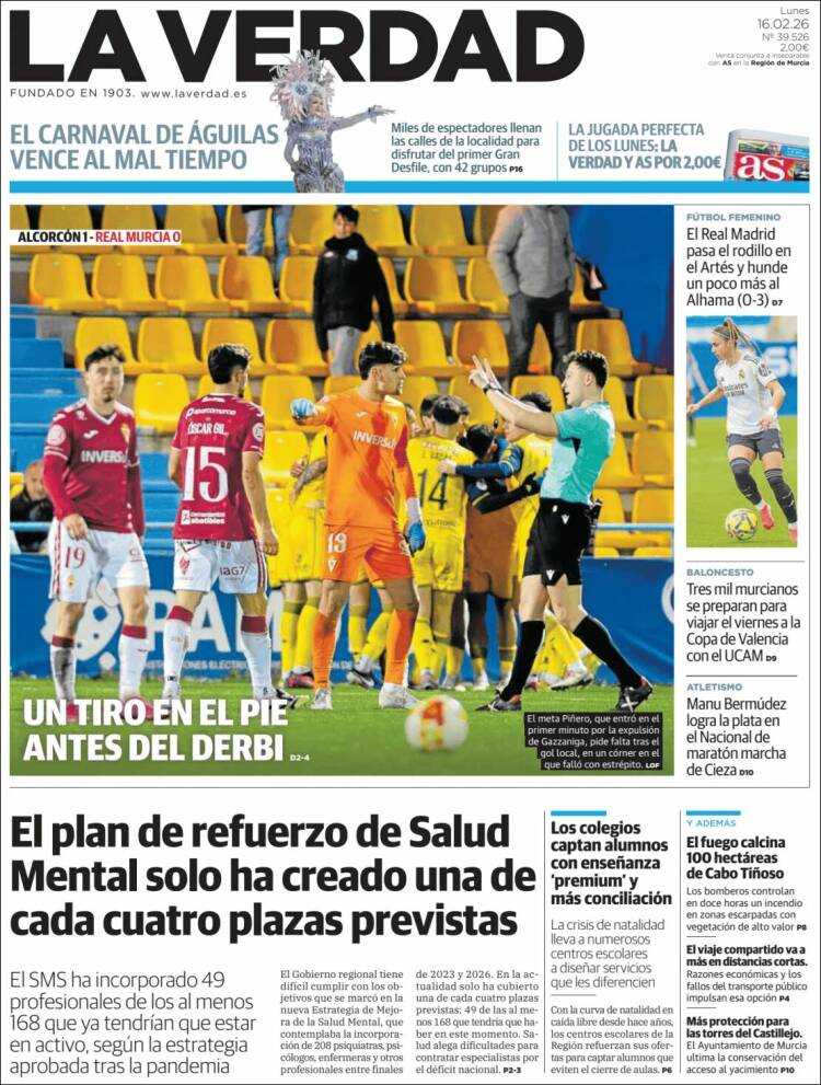 Portada de La Verdad de Murcia (España)