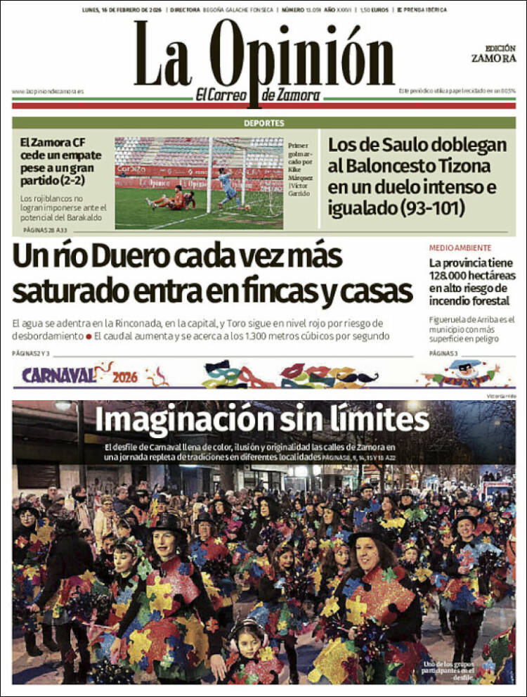 Portada de La Opinión - El Correo de Zamora (España)