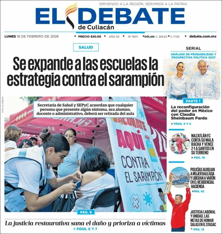 Portada de El Debate de Culiacán (México)