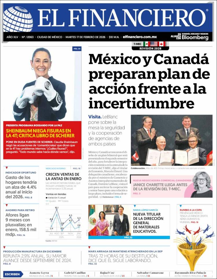 Portada de El Financiero (México)