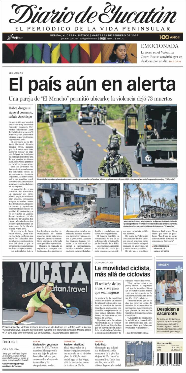 Portada de Diario de Yucatán (México)